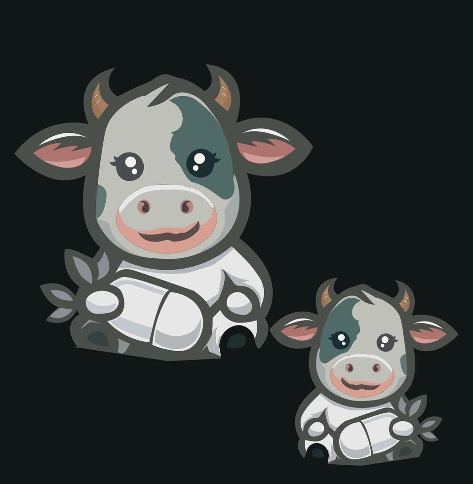 dibujos animados ilustración de un linda vaca vector