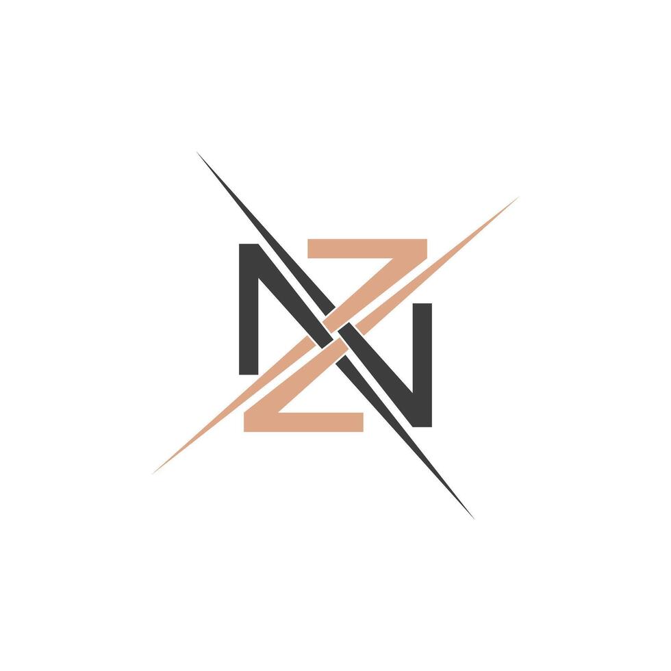iniciales letras logo zn, Nueva Zelanda, z y norte vector