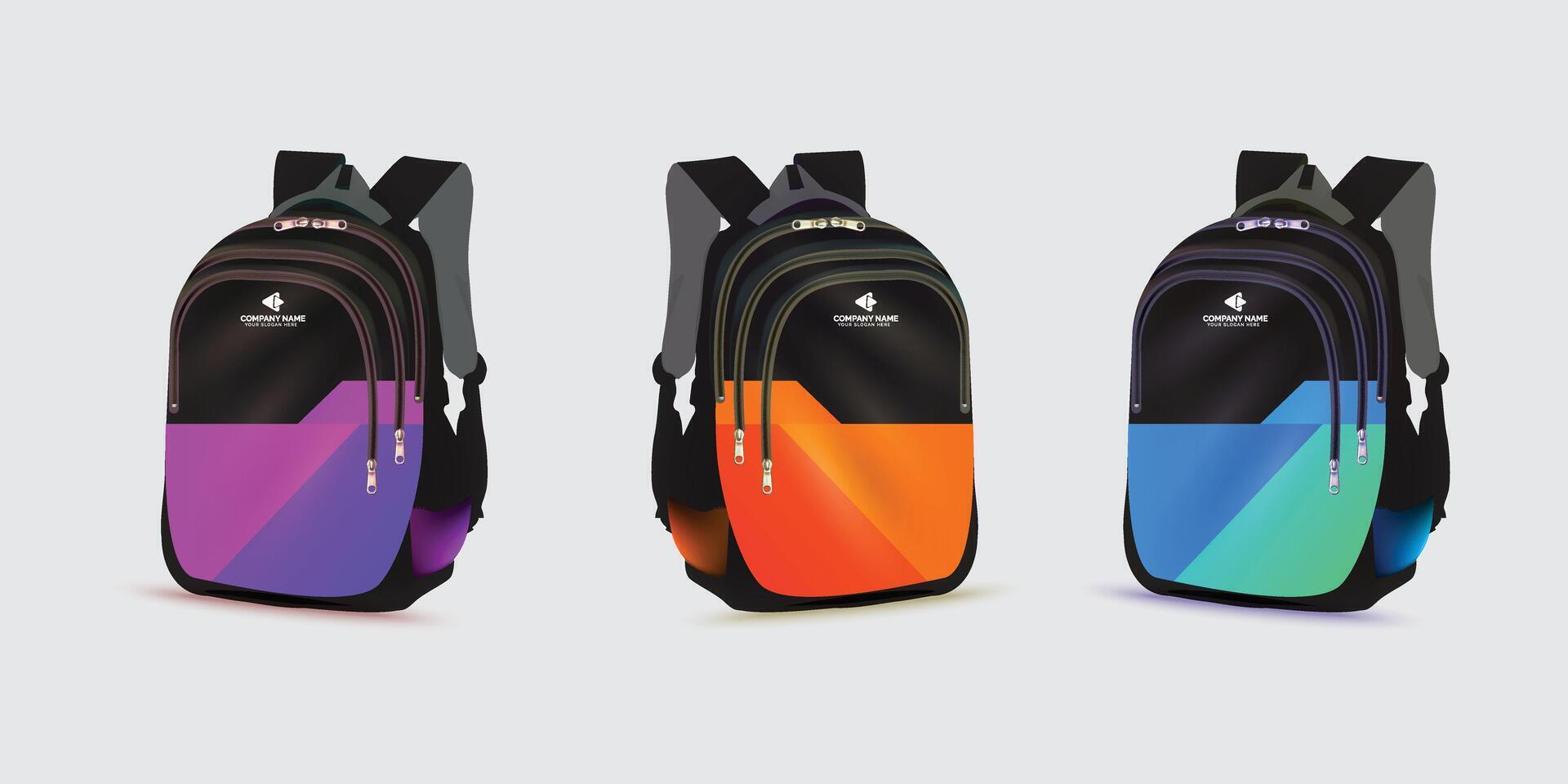 mochila con el logo de el espalda a colegio en él. niños colegio bolso plantilla, vector ilustración