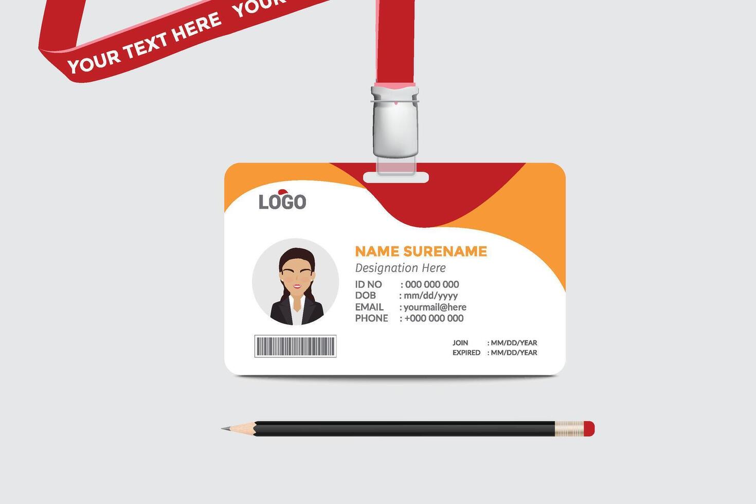 ID card template. Medical identity badge vector