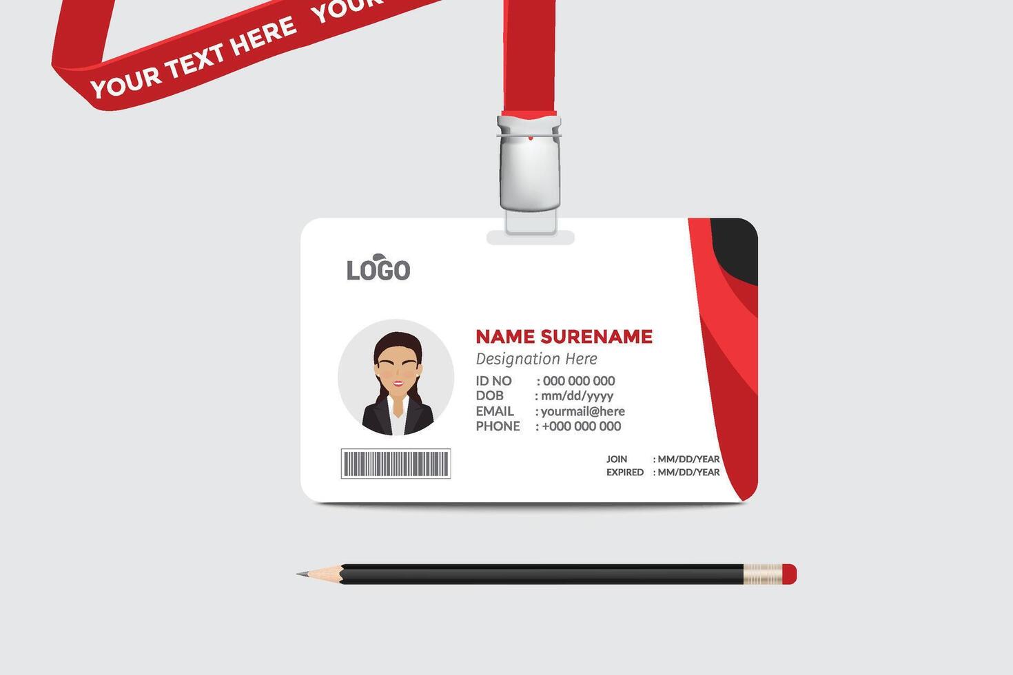 ID card template. Medical identity badge vector