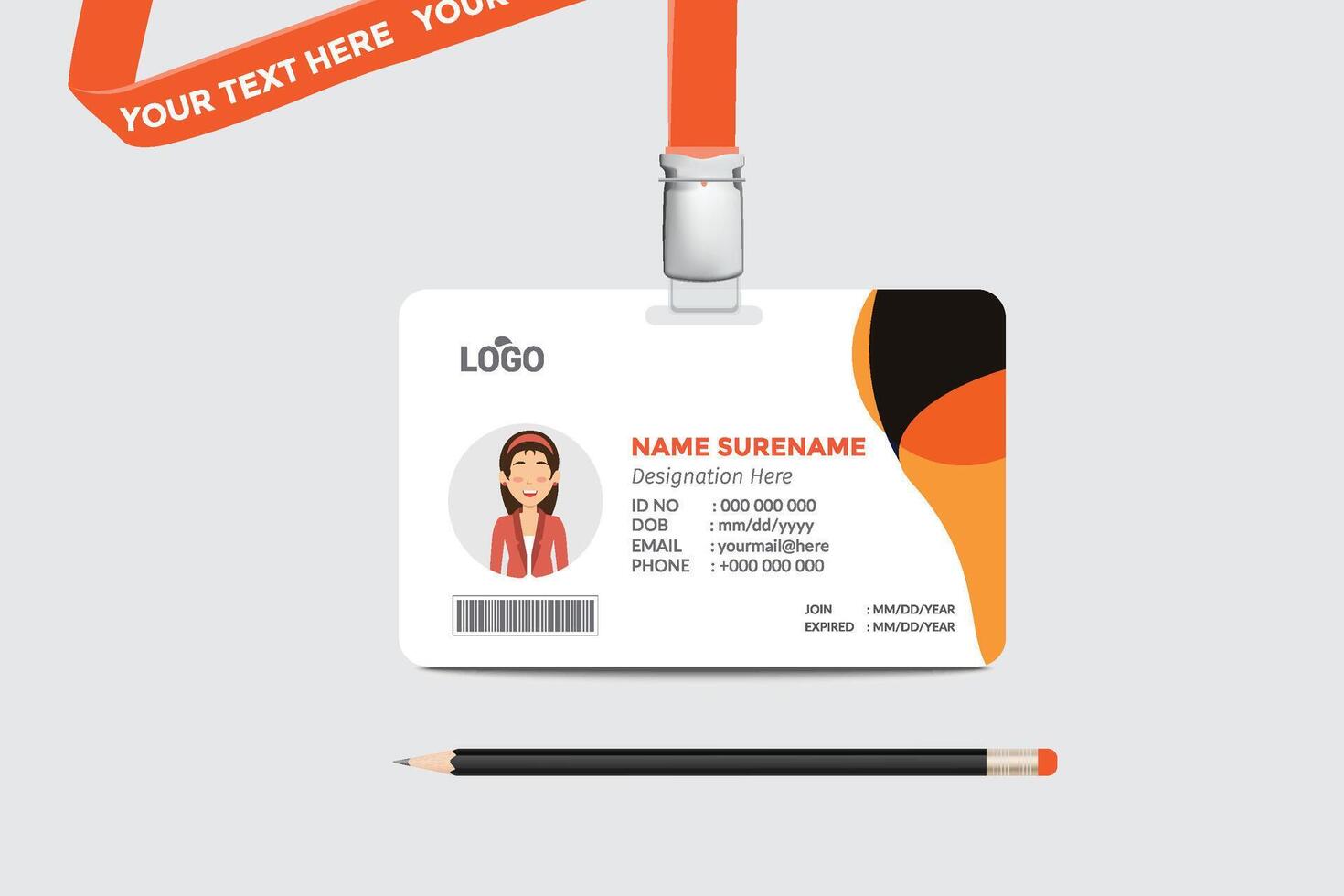 ID card template. Medical identity badge vector