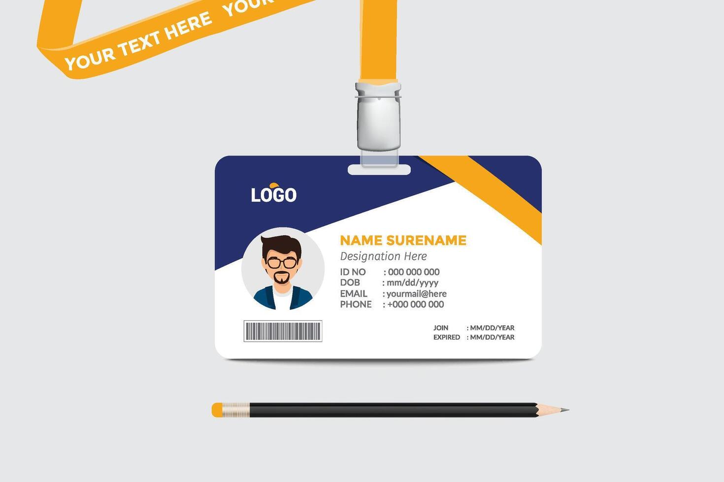 ID card template. Medical identity badge vector