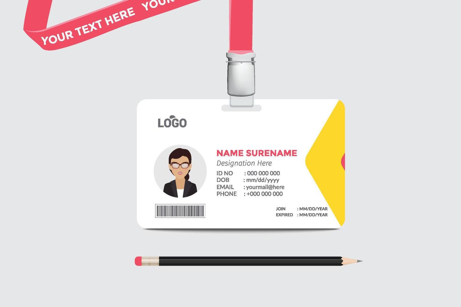 ID card template. Medical identity badge vector