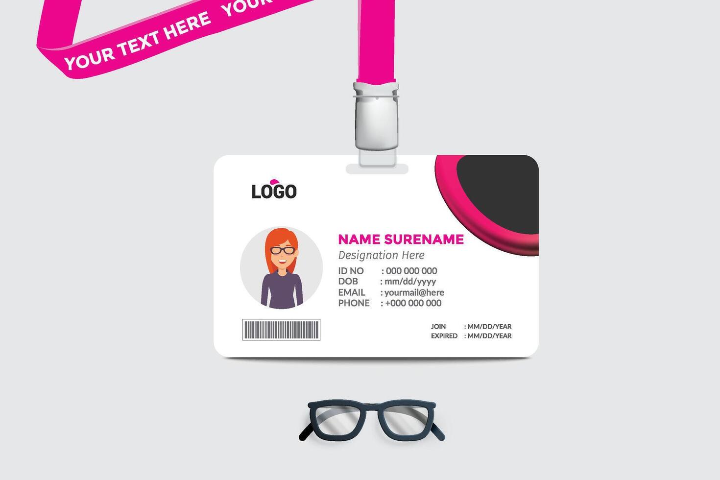 ID card template. Medical identity badge vector