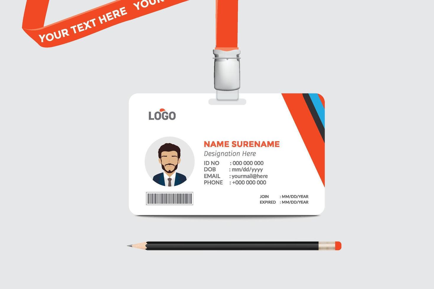 ID card template. Medical identity badge vector