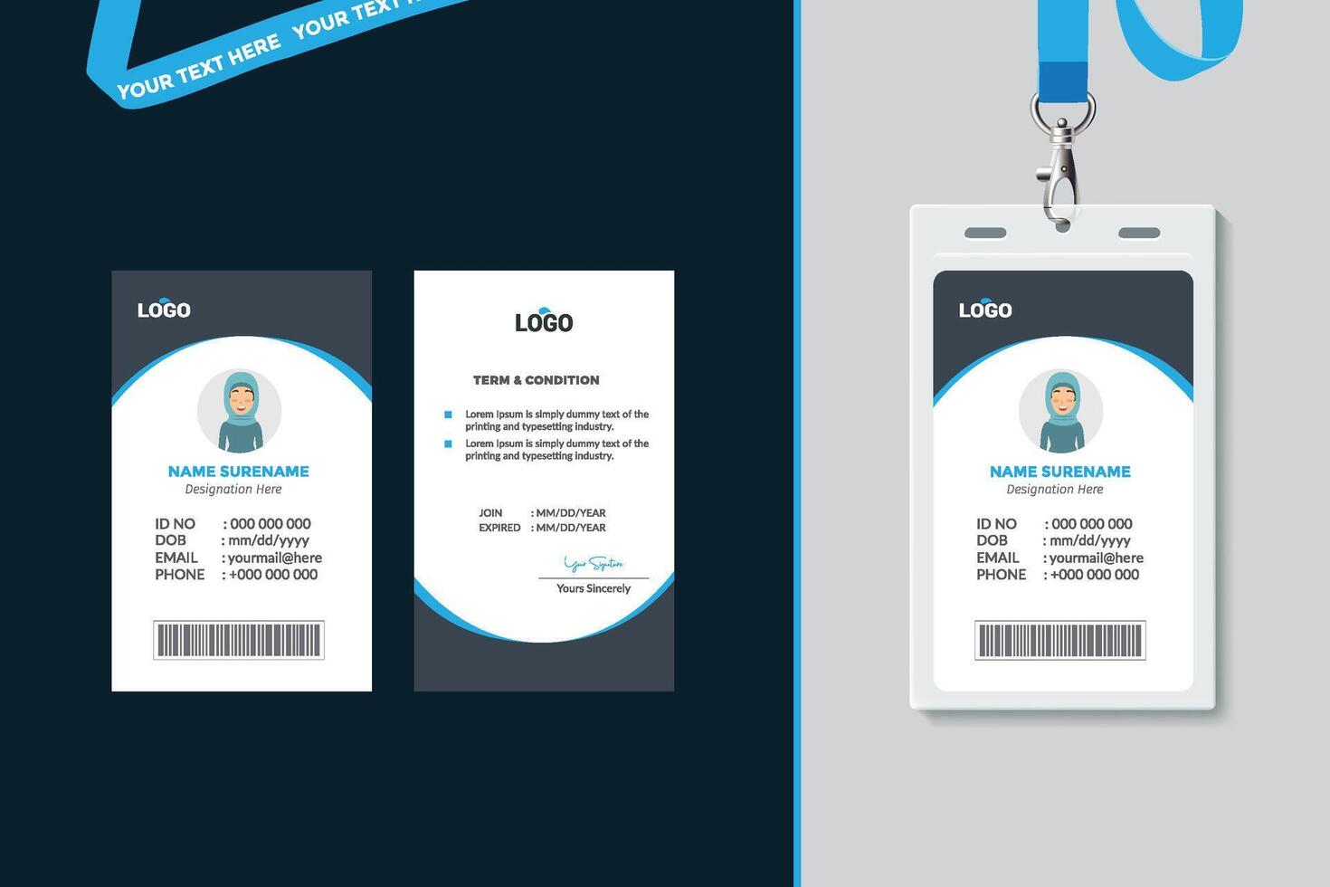 sencillo y limpiar carné de identidad tarjeta diseño modelo vector