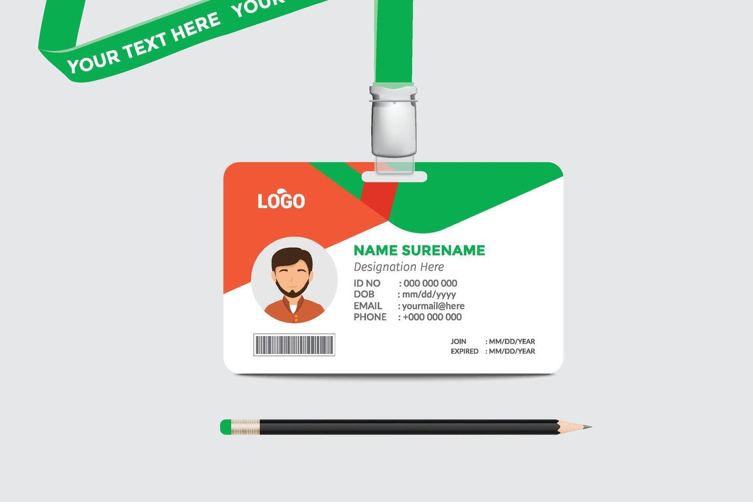 ID card template. Medical identity badge vector