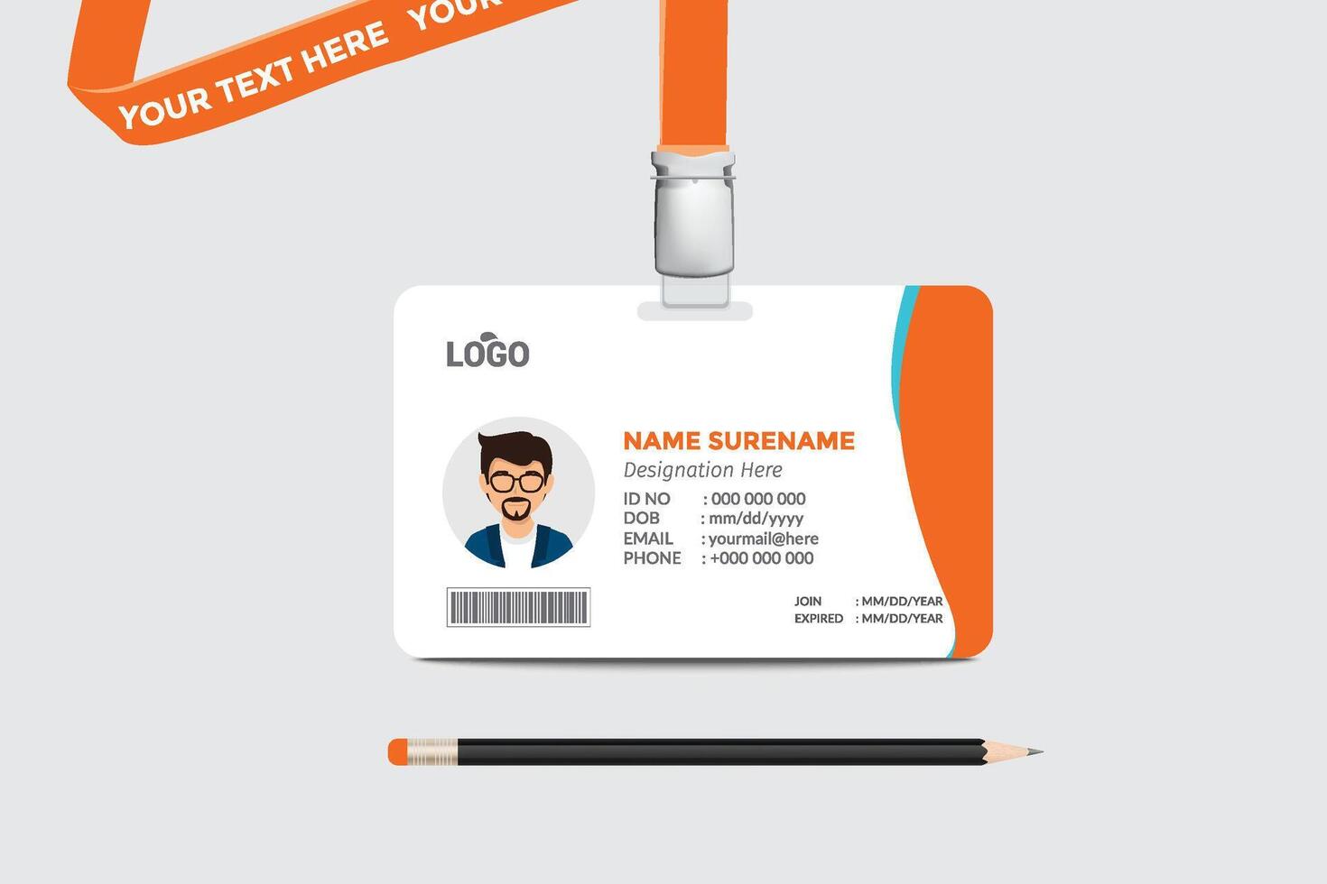 ID card template. Medical identity badge vector