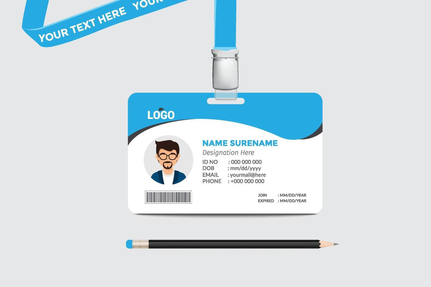 ID card template. Medical identity badge vector