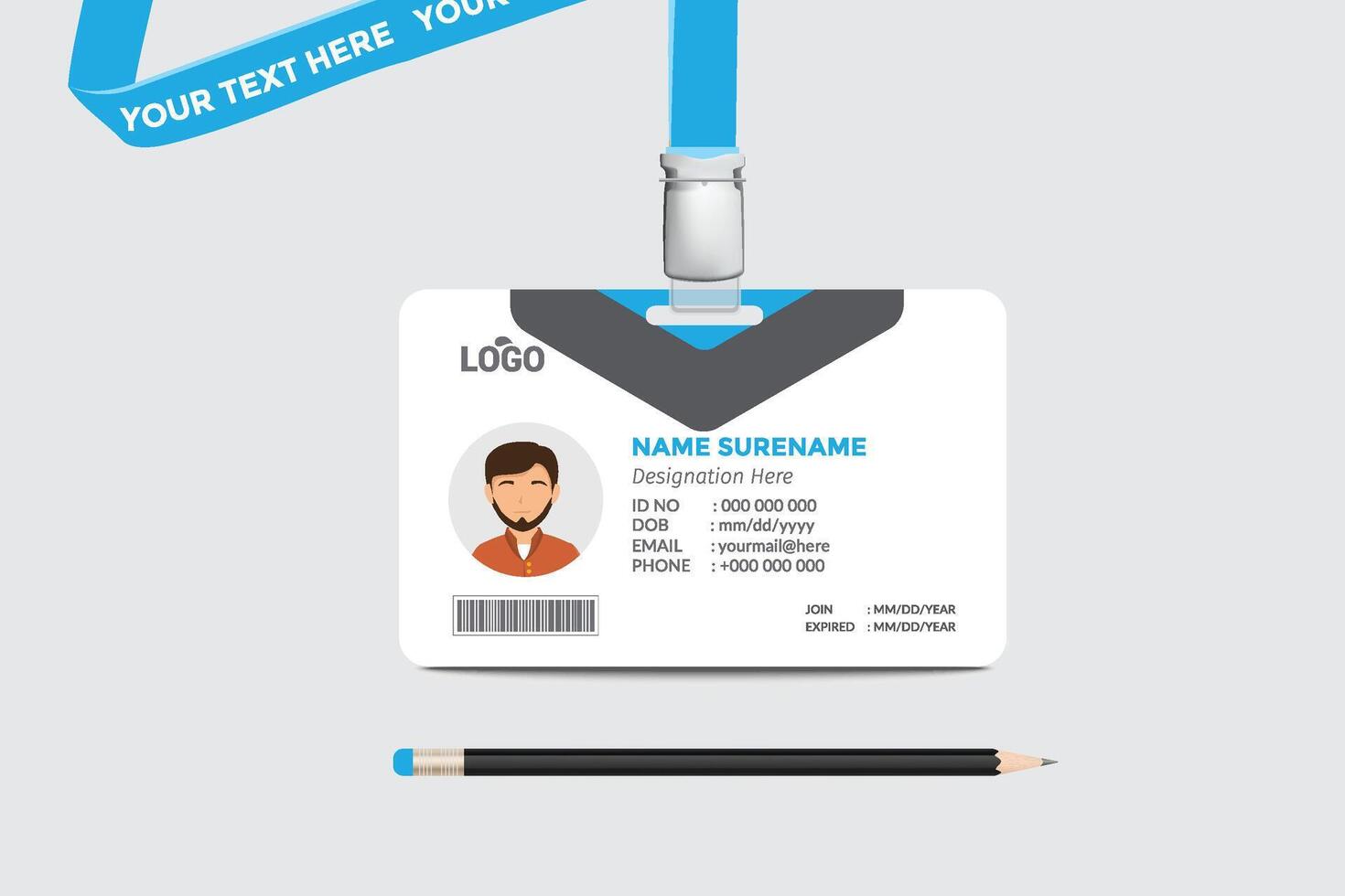 ID card template. Medical identity badge vector