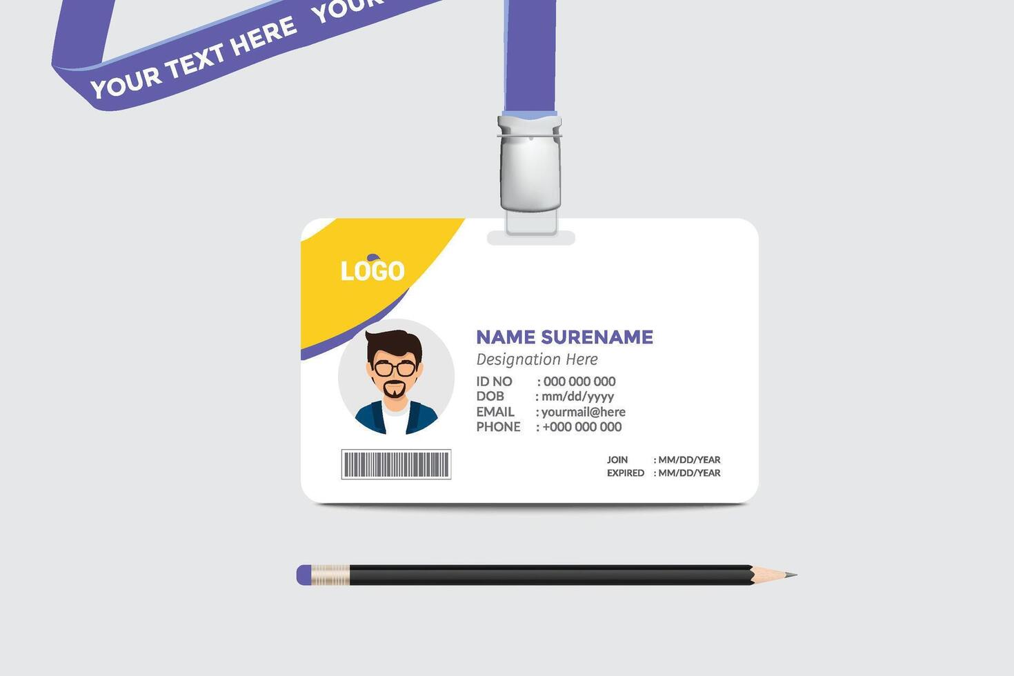 ID card template. Medical identity badge vector