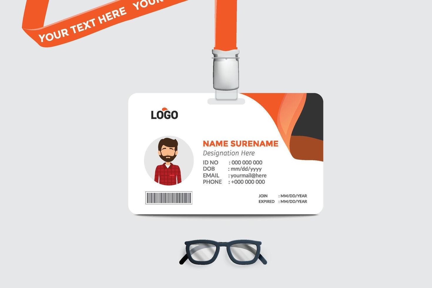 ID card template. Medical identity badge vector