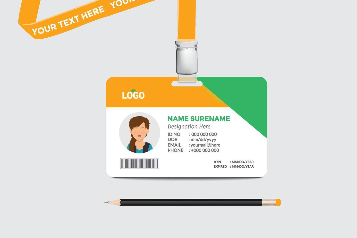 ID card template. Medical identity badge vector