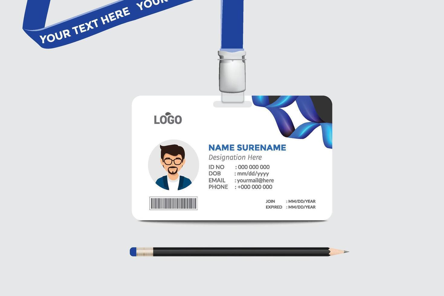 ID card template. Medical identity badge vector