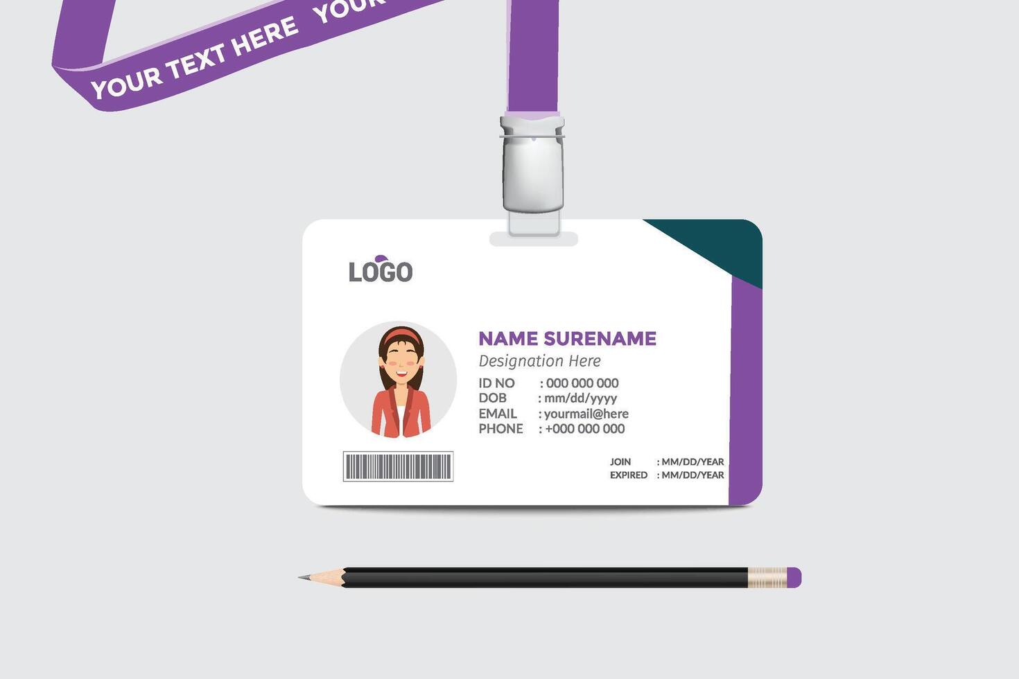 ID card template. Medical identity badge vector