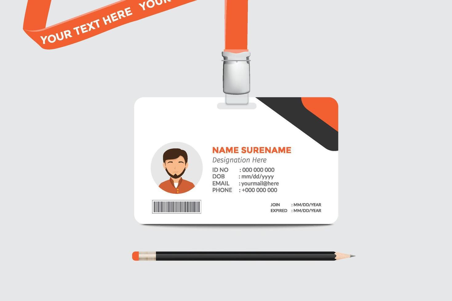 ID card template. Medical identity badge vector