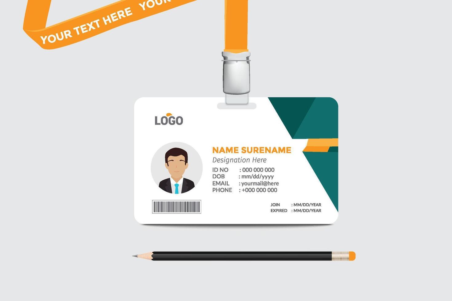 ID card template. Medical identity badge vector