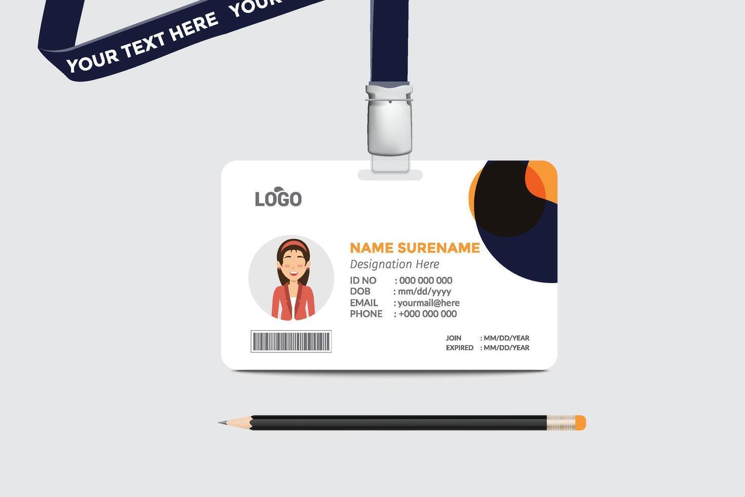 ID card template. Medical identity badge vector