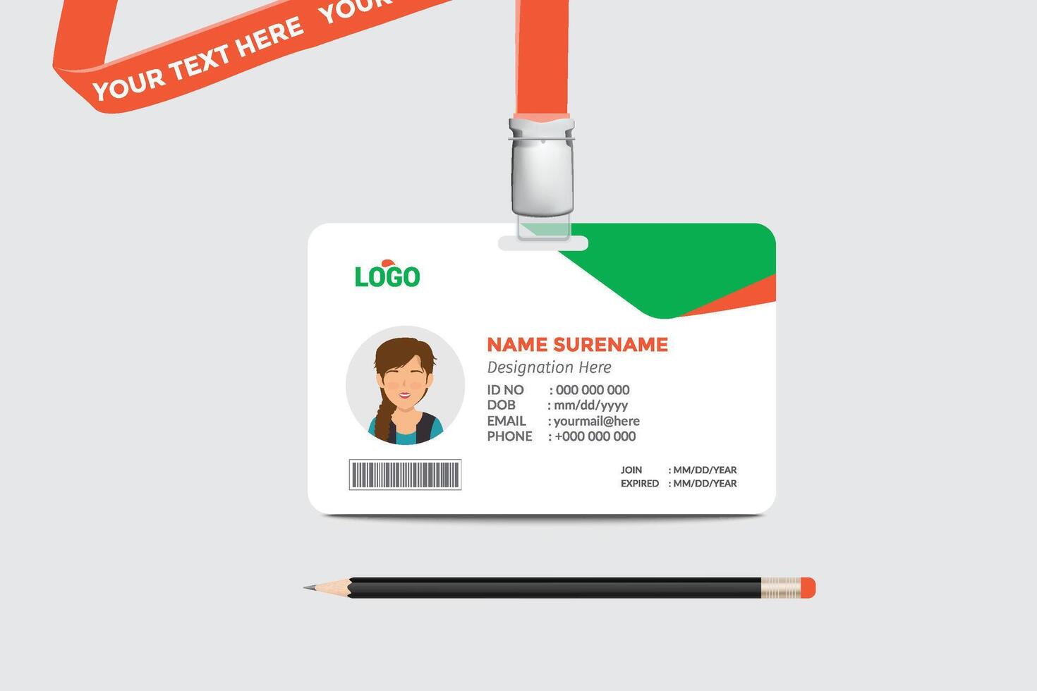 ID card template. Medical identity badge vector