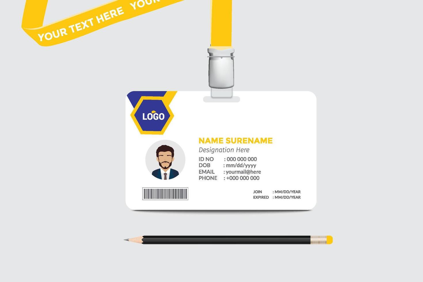 ID card template. Medical identity badge vector