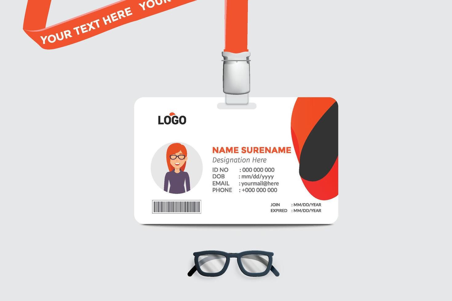 ID card template. Medical identity badge vector