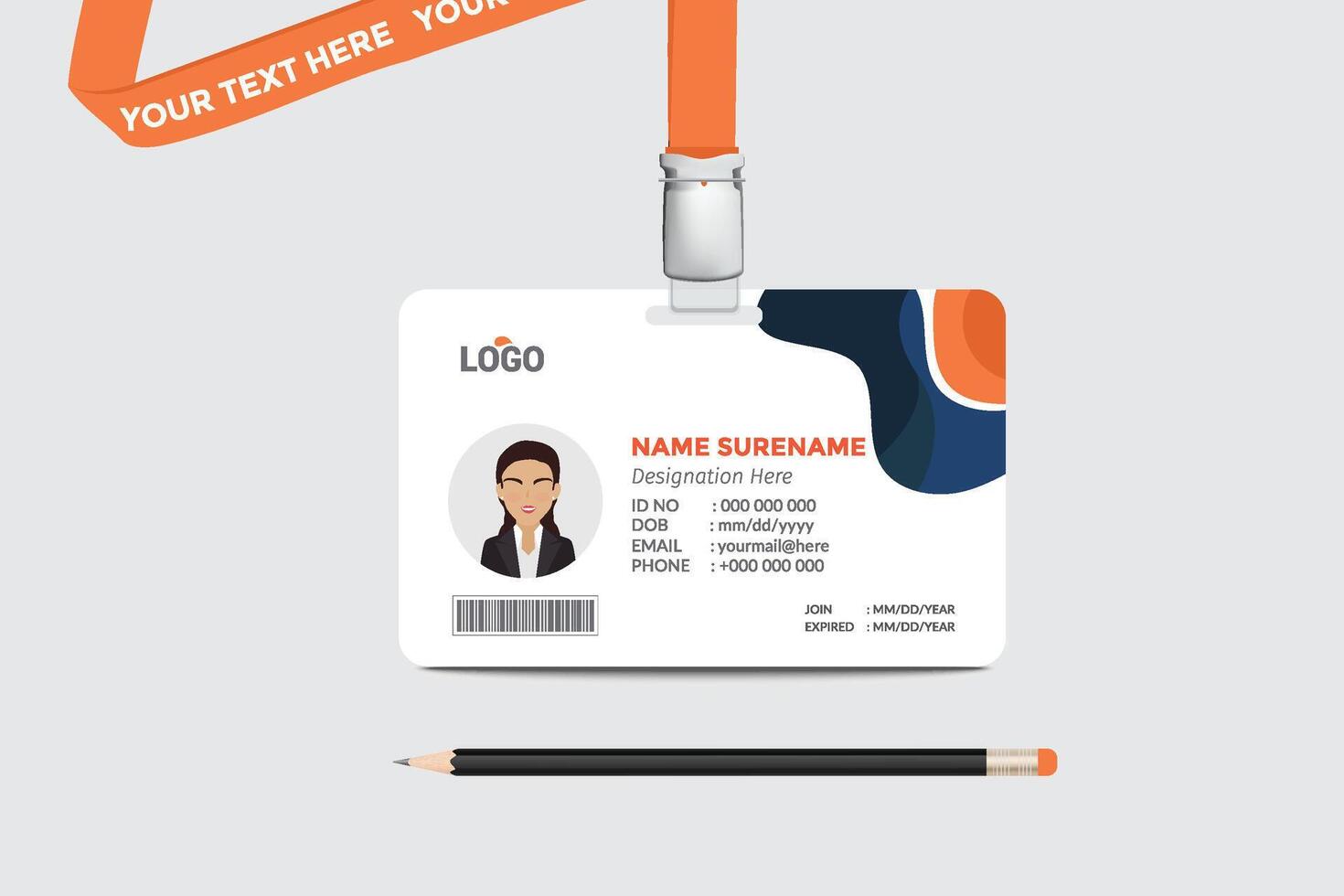 ID card template. Medical identity badge vector