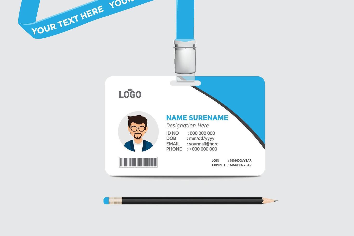 ID card template. Medical identity badge vector