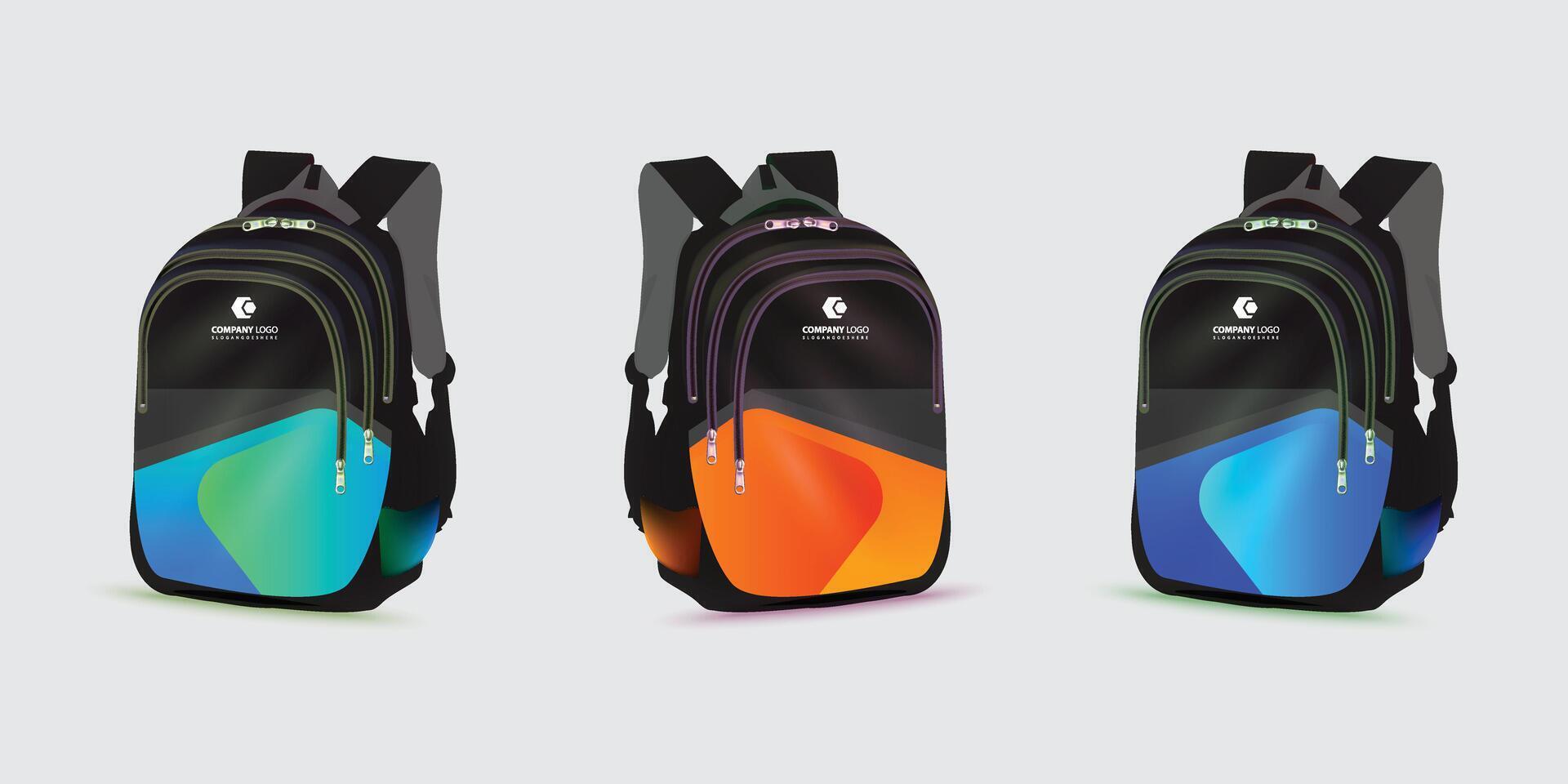 mochila con el logo de el espalda a colegio en él. niños colegio bolso plantilla, vector ilustración