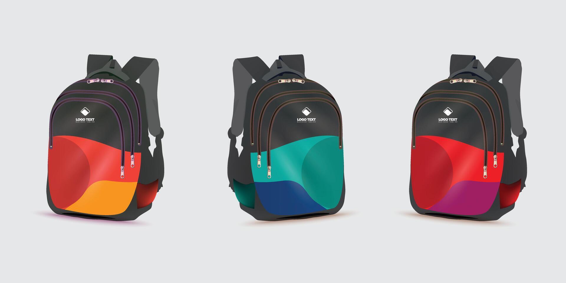 mochila con el logo de el espalda a colegio en él. niños colegio bolso plantilla, vector ilustración