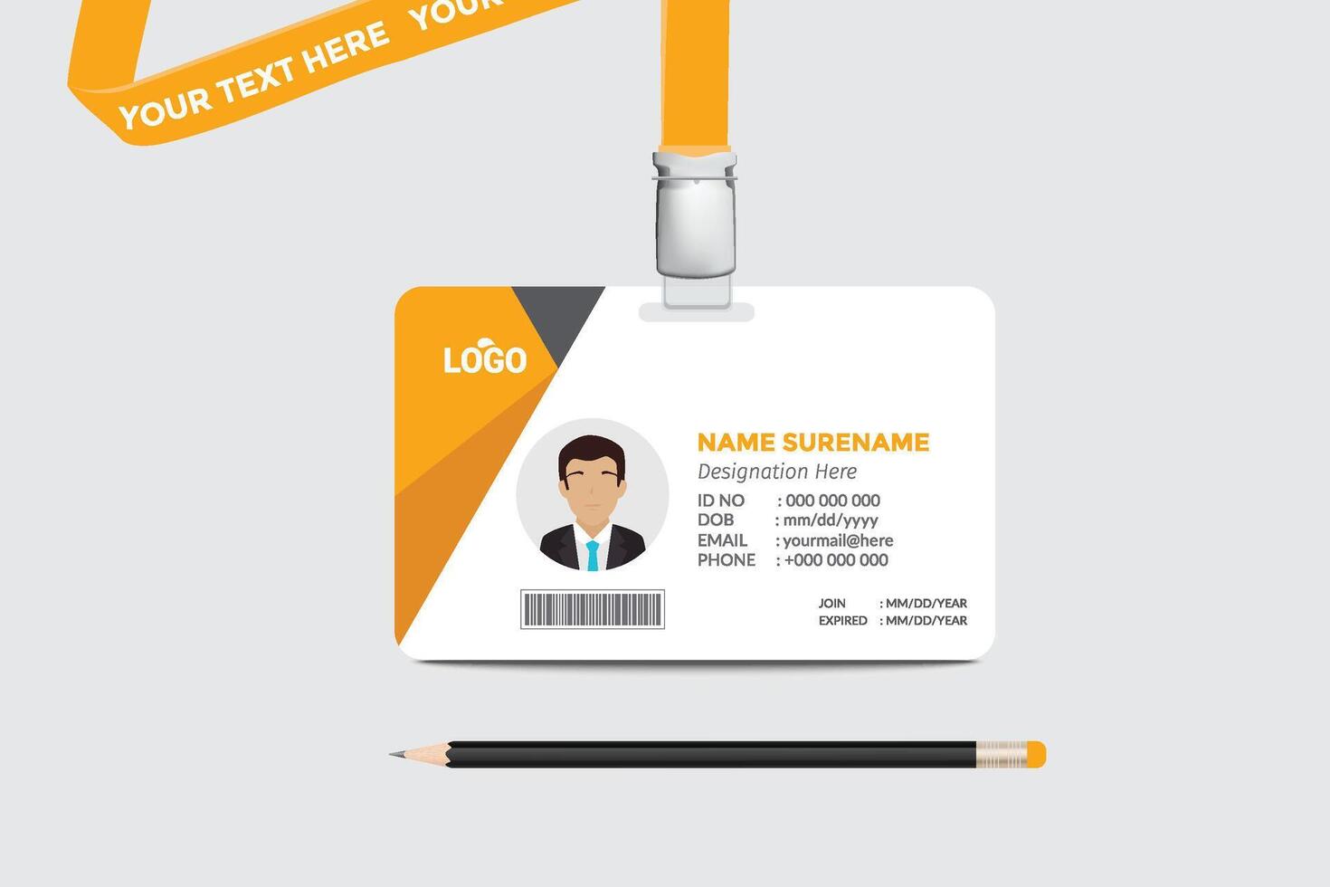 ID card template. Medical identity badge vector