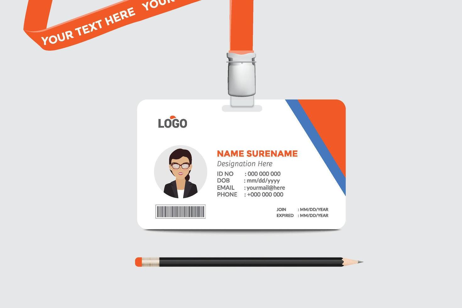 ID card template. Medical identity badge vector