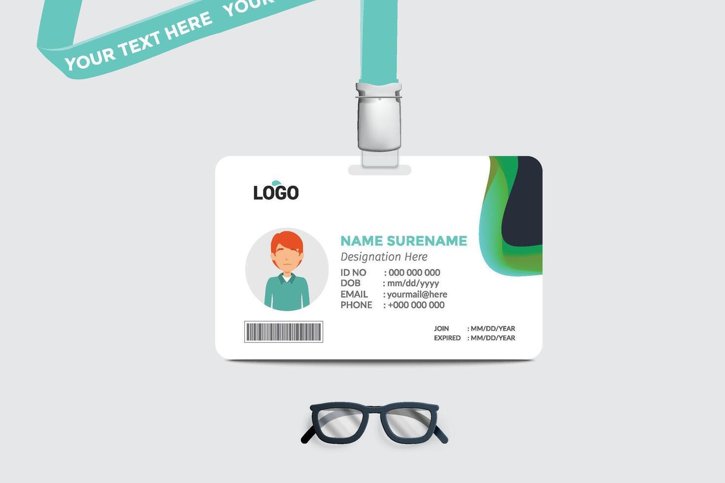 ID card template. Medical identity badge vector