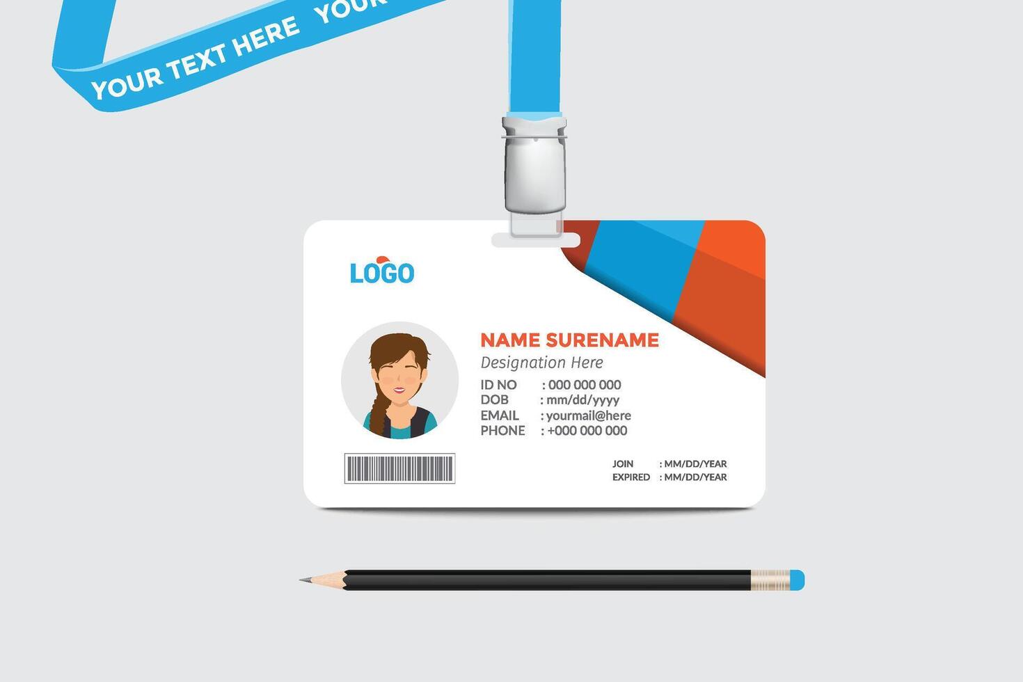 ID card template. Medical identity badge vector