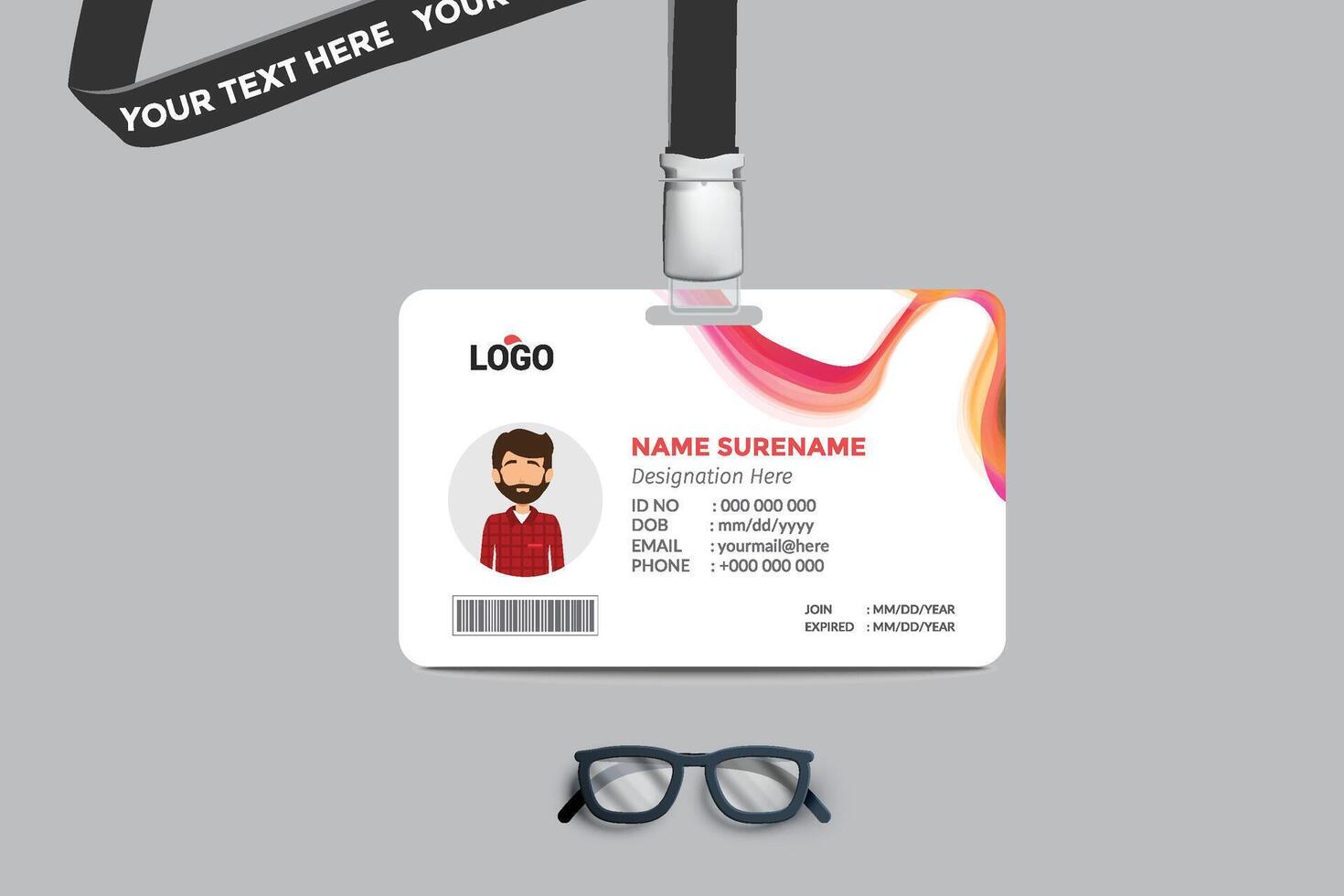 ID card template. Medical identity badge vector