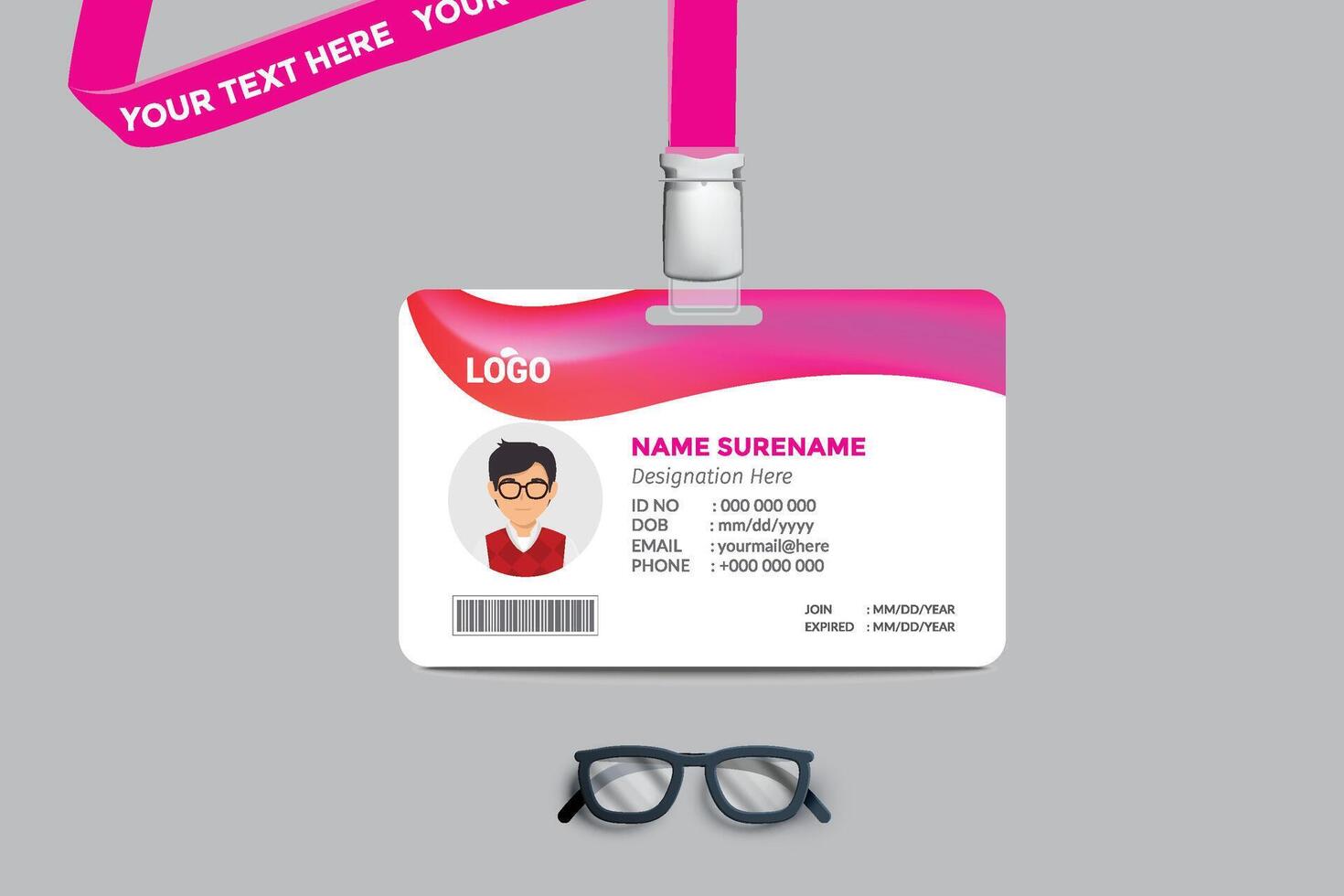 ID card template. Medical identity badge vector