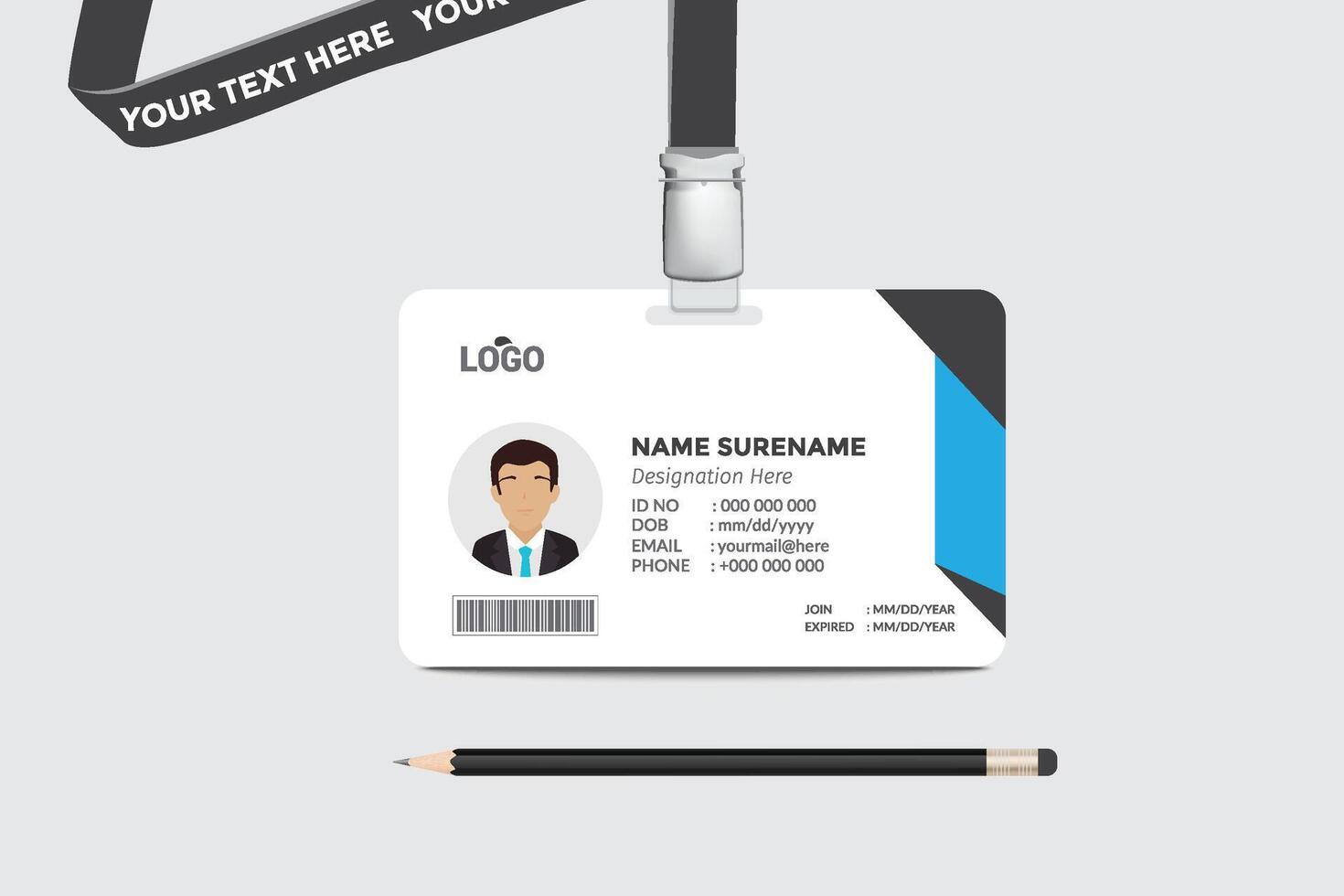 ID card template. Medical identity badge vector