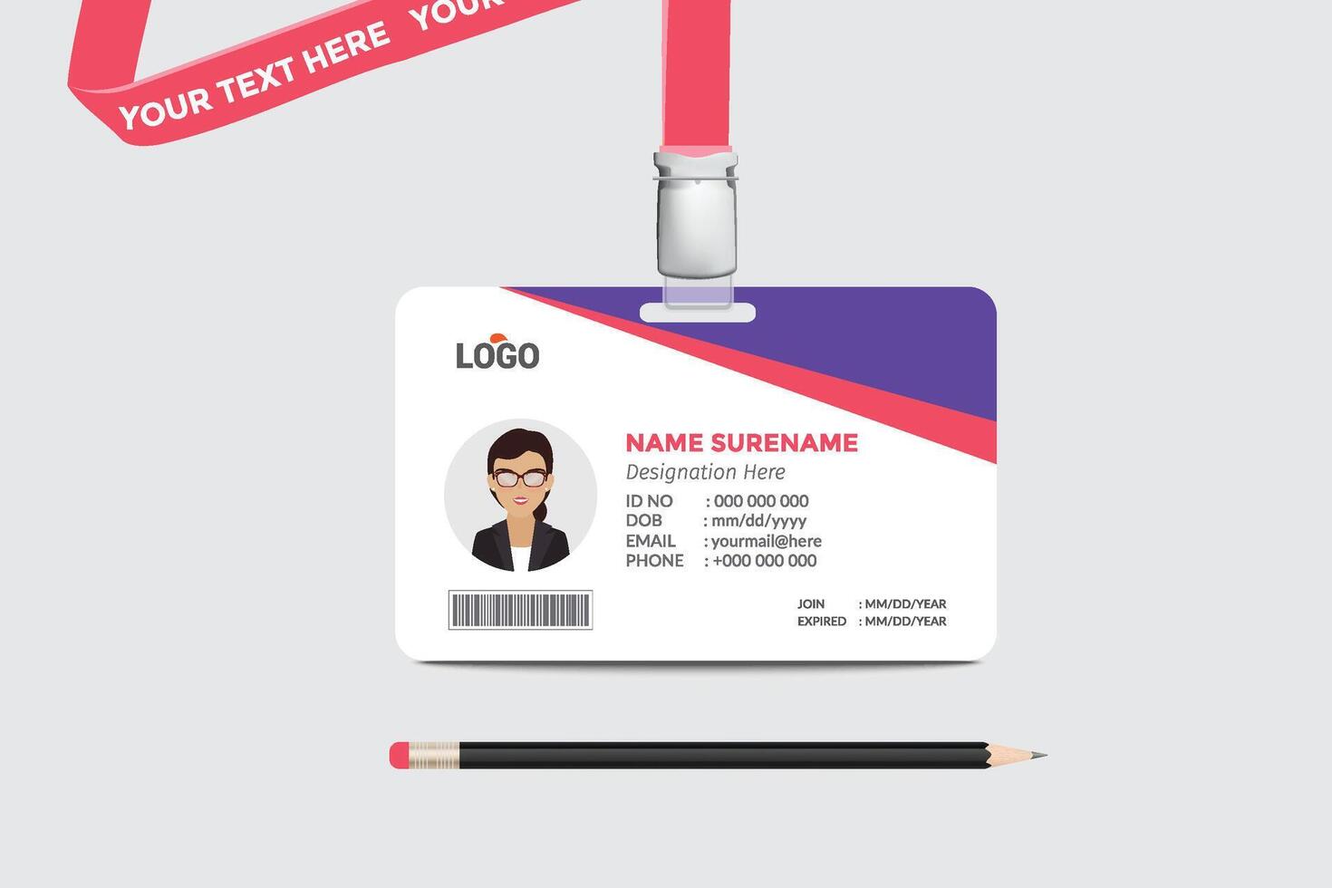 ID card template. Medical identity badge vector