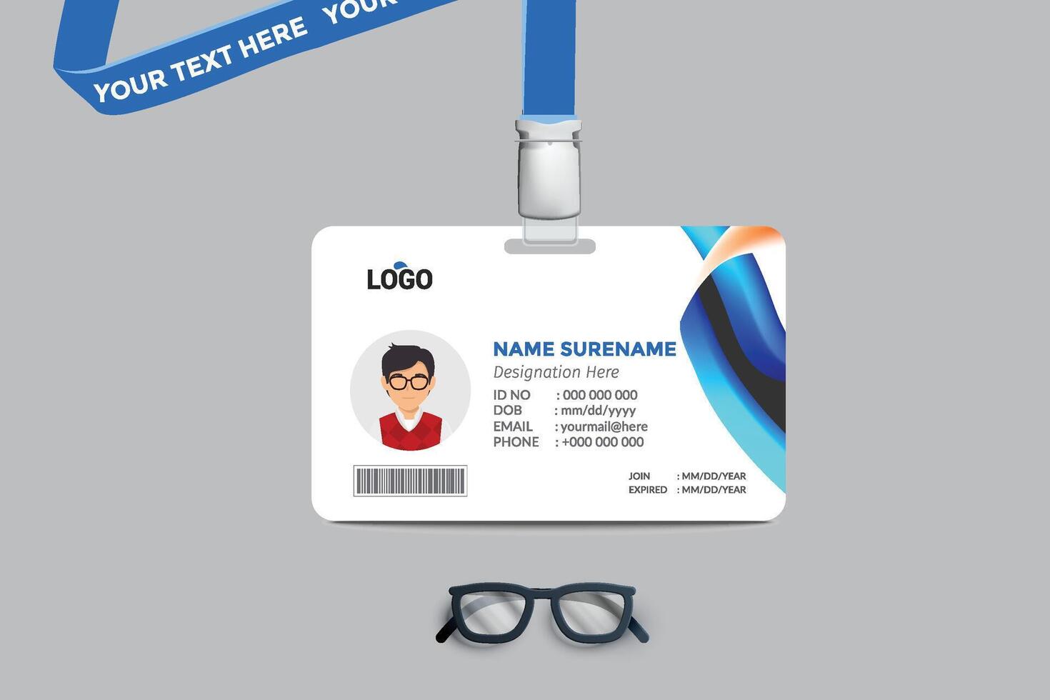 ID card template. Medical identity badge vector