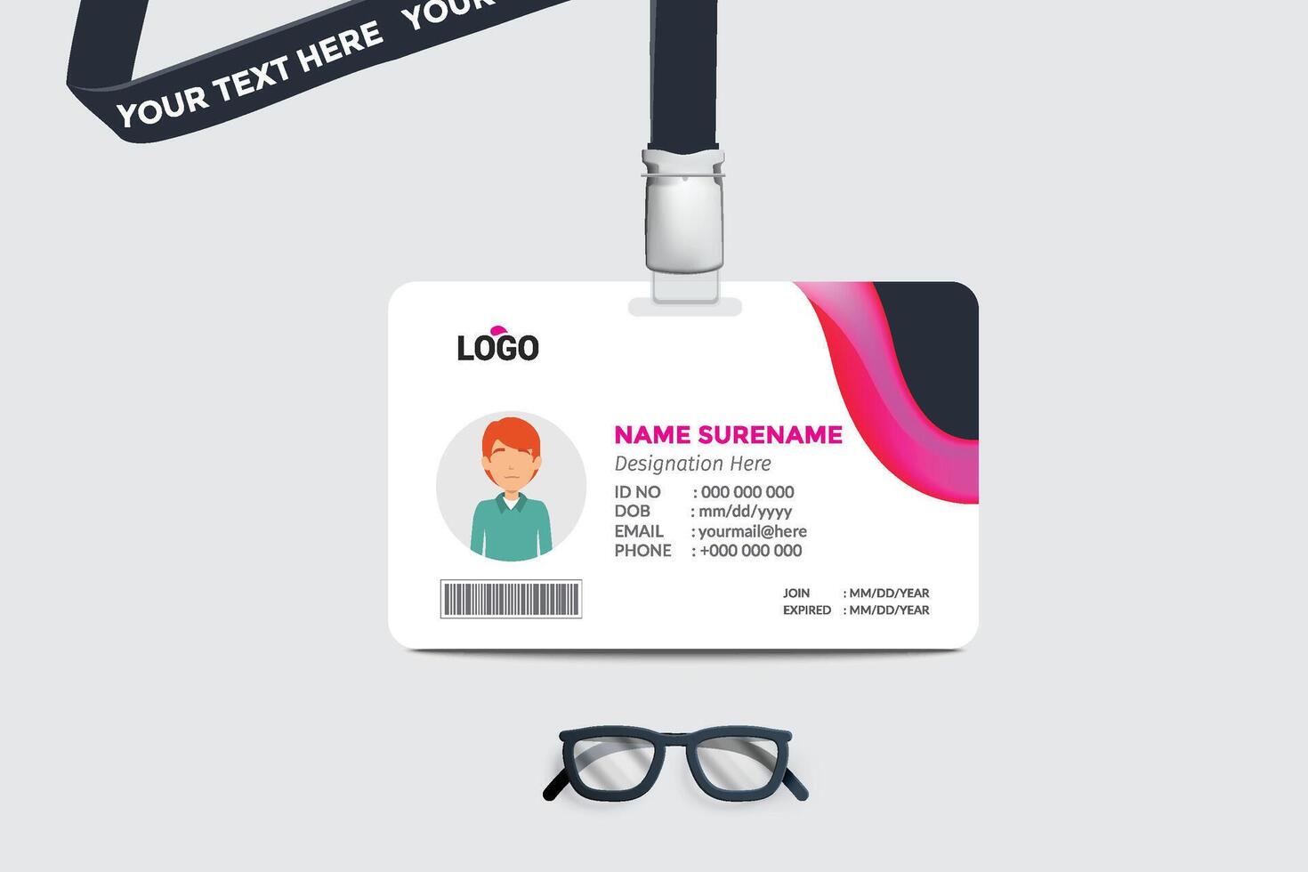 ID card template. Medical identity badge vector