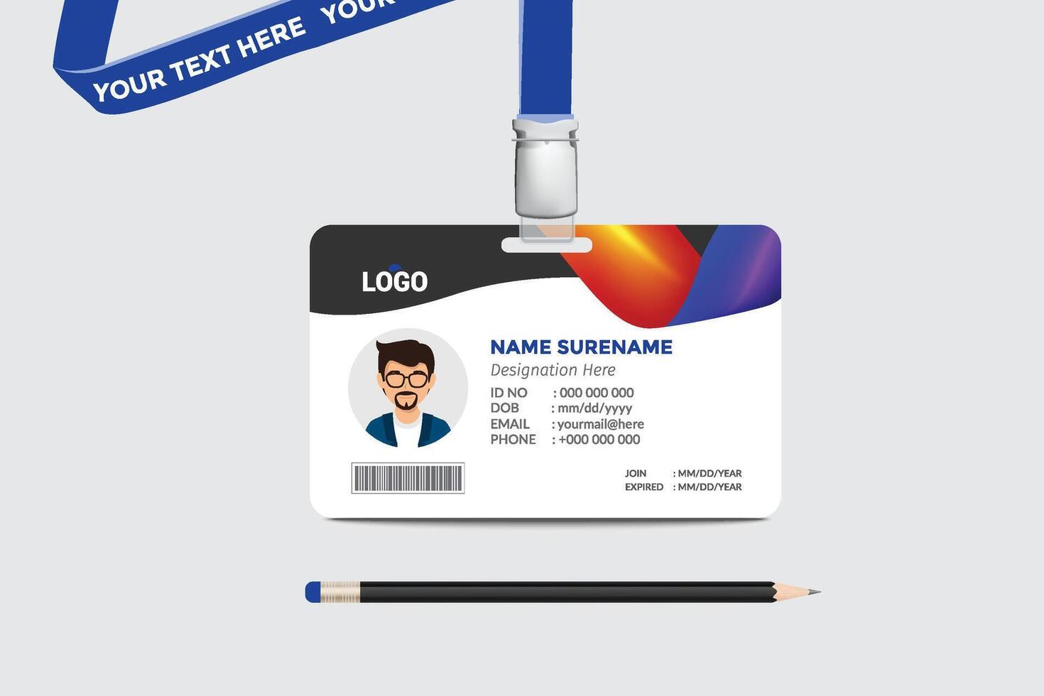 ID card template. Medical identity badge vector