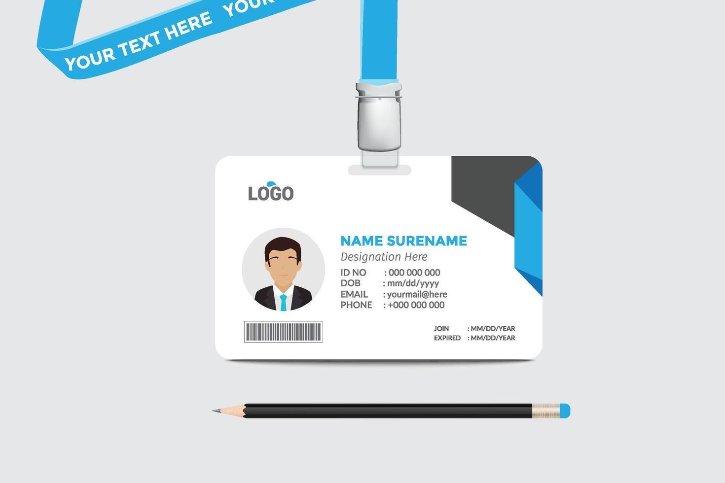 ID card template. Medical identity badge vector