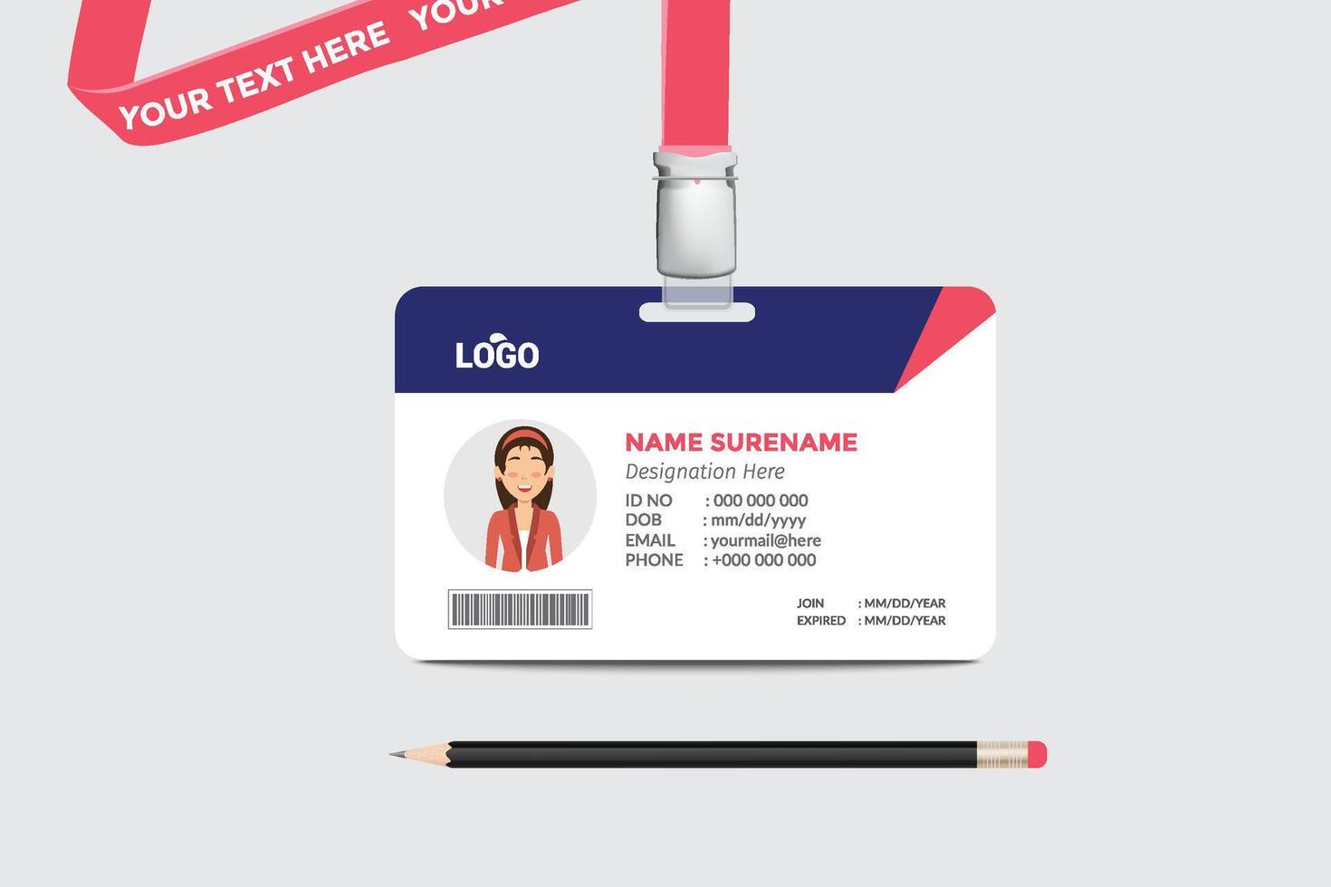 ID card template. Medical identity badge vector