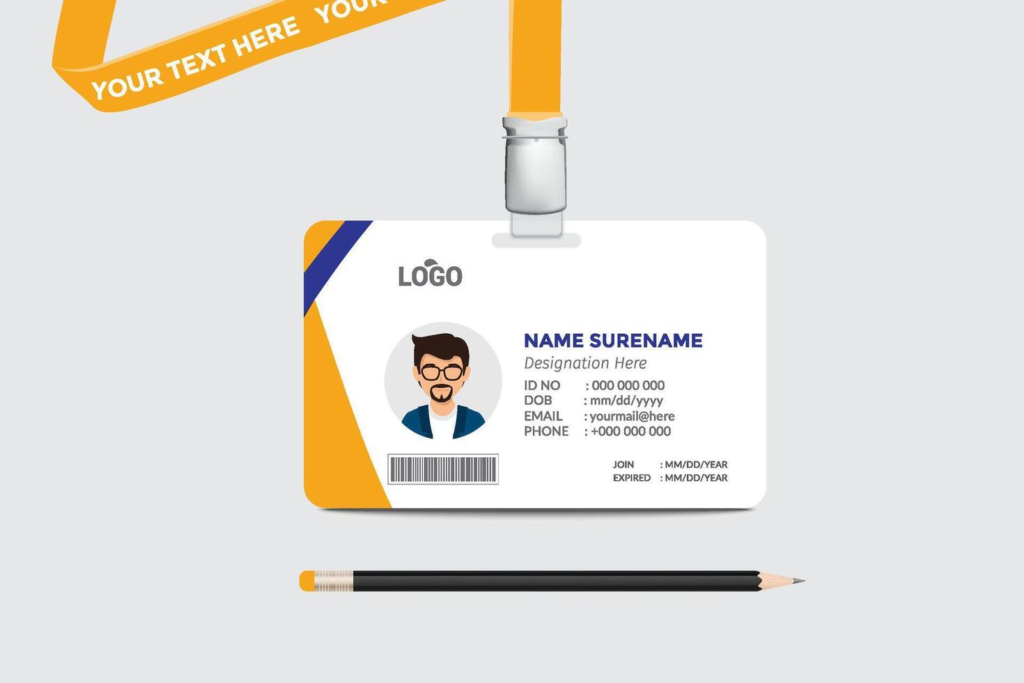 ID card template. Medical identity badge vector