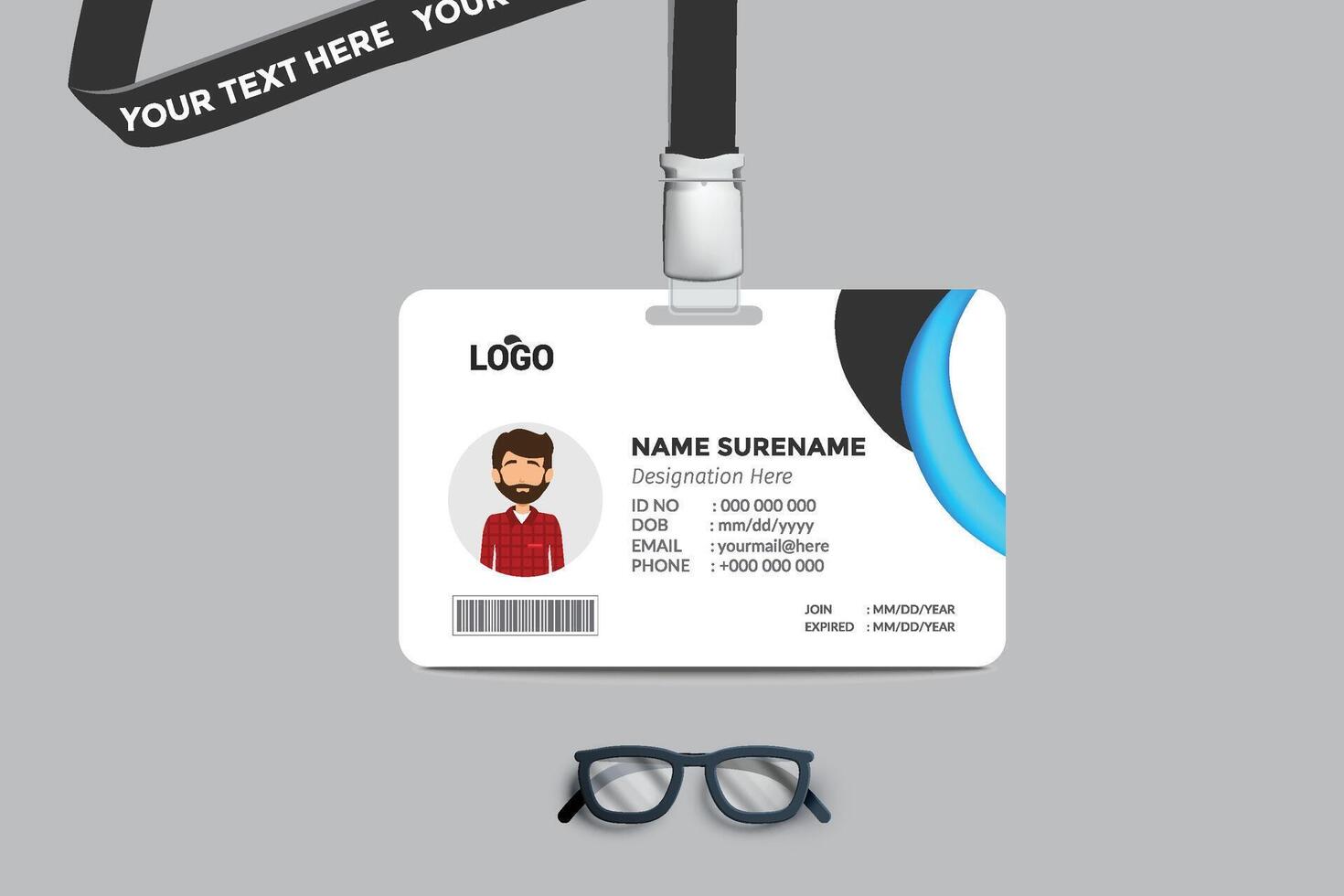 ID card template. Medical identity badge vector