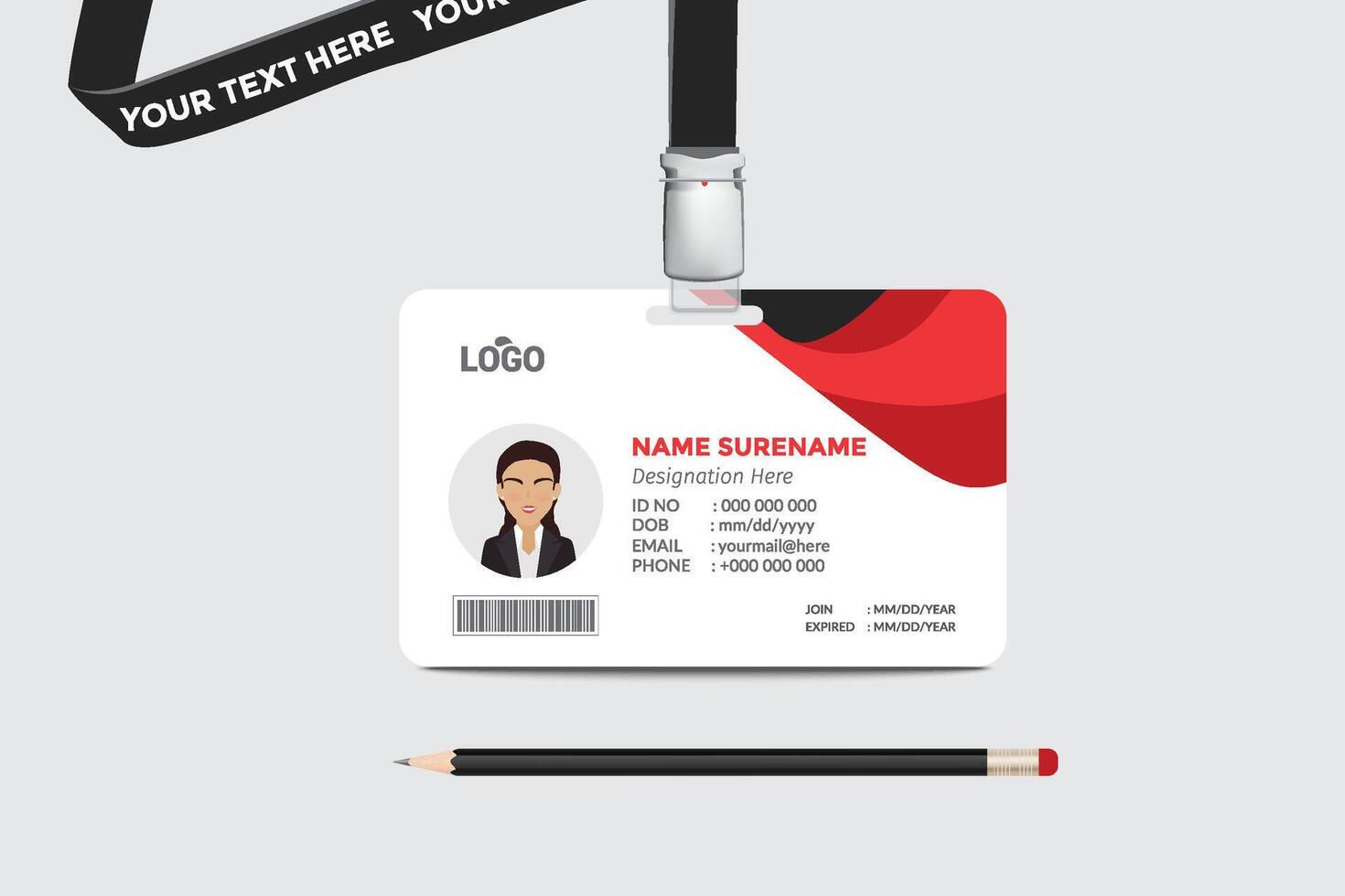 ID card template. Medical identity badge vector