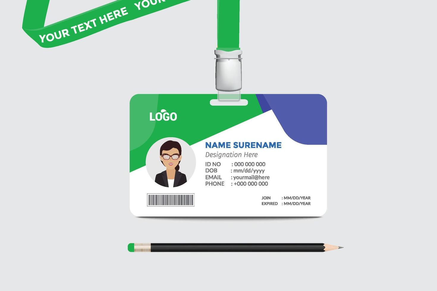 ID card template. Medical identity badge vector