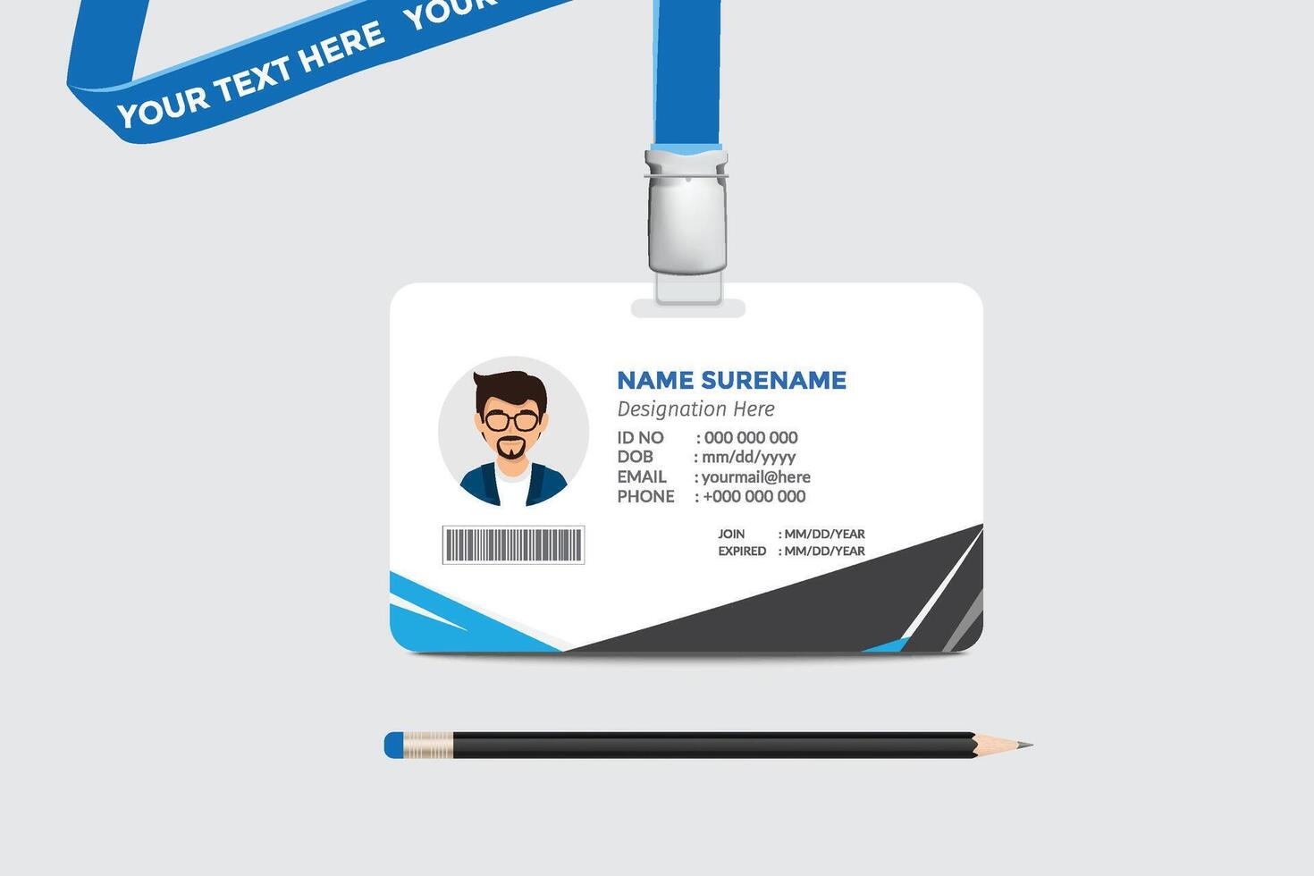 ID card template. Medical identity badge vector