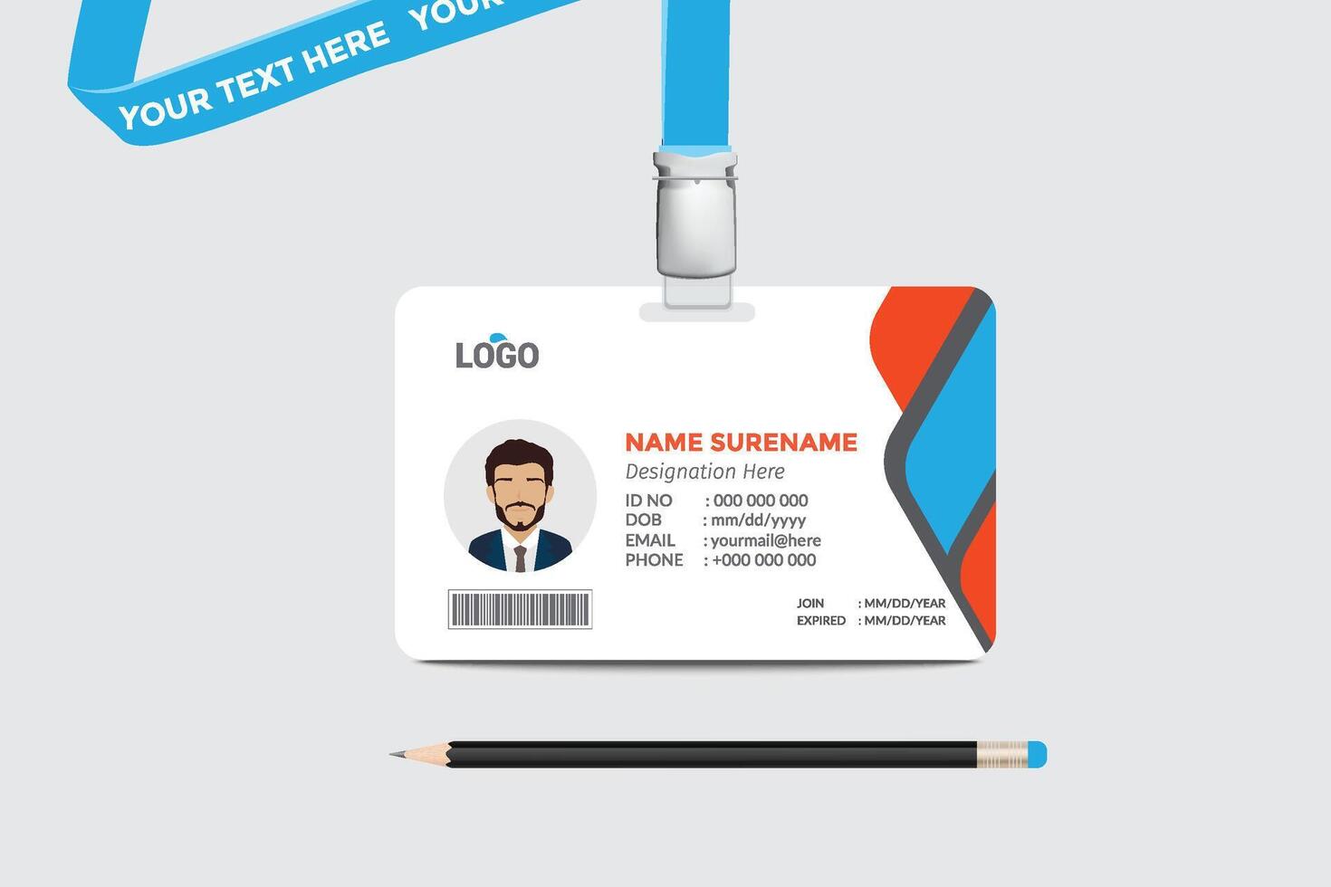 ID card template. Medical identity badge vector