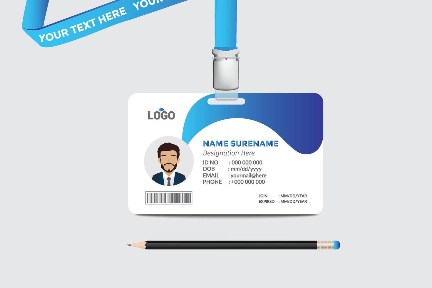 ID card template. Medical identity badge vector